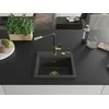 Granitinė virtuvinė plautuvė Mexen Milo su maišytuvu ir sifonu, Juodas granite+Juodas/Gold