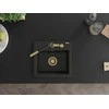 Granitinė virtuvinė plautuvė Mexen Milo su maišytuvu ir sifonu, Metallic juodas/auksinis+Juodas/Gold