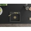 Granitinė virtuvinė plautuvė Mexen Milo su maišytuvu ir sifonu, Juodas granite+Juodas granite/Gold