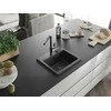 Granitinė virtuvinė plautuvė Mexen Milo su maišytuvu ir sifonu, Juodas granite+Juodas granite/Chrome
