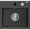 Granitinė virtuvinė plautuvė Mexen Milo su sifonu, Juodas granite+Chrome, 435 x 410 mm