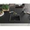 Granitinė virtuvinė plautuvė Mexen Milo su maišytuvu ir sifonu, Juodas granite+Juodas/Gold