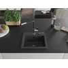 Granitinė virtuvinė plautuvė Mexen Milo su maišytuvu ir sifonu, Juodas granite+Juodas/Chrome