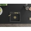 Granitinė virtuvinė plautuvė Mexen Milo su maišytuvu ir sifonu, Juodas granite+Juodas/Gold