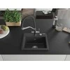 Granitinė virtuvinė plautuvė Mexen Milo su maišytuvu ir sifonu, Juodas granite+Juodas/Chrome