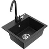 Granitinė virtuvinė plautuvė Mexen Milo su maišytuvu ir sifonu, Metallic juodas/sidabrinis+Juodas