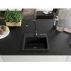 Granitinė virtuvinė plautuvė Mexen Milo su maišytuvu ir sifonu, Metallic juodas/sidabrinis+Juodas(B)