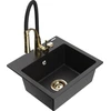 Granitinė virtuvinė plautuvė Mexen Milo su maišytuvu ir sifonu, Metallic juodas/sidabrinis+Juodas/Gold