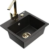 Granitinė virtuvinė plautuvė Mexen Milo su maišytuvu ir sifonu, Metallic juodas/auksinis+Gold
