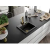 Granitinė virtuvinė plautuvė Mexen Milo su maišytuvu ir sifonu, Juodas granite+Gold