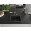 Granitinė virtuvinė plautuvė Mexen Milo su maišytuvu ir sifonu, Metallic juodas/auksinis+Juodas/Gold