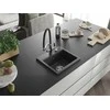Granitinė virtuvinė plautuvė Mexen Milo su maišytuvu ir sifonu, Juodas granite+Juodas/Chrome