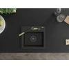 Granitinė virtuvinė plautuvė Mexen Milo su maišytuvu ir sifonu, Metallic juodas/sidabrinis+Juodas/Gold