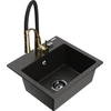 Granitinė virtuvinė plautuvė Mexen Milo su maišytuvu ir sifonu, Metallic juodas/auksinis+Juodas/Gold