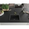 Granitinė virtuvinė plautuvė Mexen Milo su maišytuvu ir sifonu, Metallic juodas/sidabrinis+Juodas/Gold