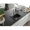 Granitinė virtuvinė plautuvė Mexen Milo su maišytuvu ir sifonu, Metallic juodas/sidabrinis+Chrome