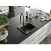 Granitinė virtuvinė plautuvė Mexen Milo su maišytuvu ir sifonu, Metallic juodas/sidabrinis+Juodas/Gold