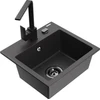Granitinė virtuvinė plautuvė Mexen Milo su maišytuvu ir sifonu, Juodas granite+Juodas(B)