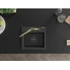 Granitinė virtuvinė plautuvė Mexen Milo su maišytuvu ir sifonu, Juodas granite+Juodas/Gold