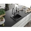 Granitinė virtuvinė plautuvė Mexen Milo su maišytuvu ir sifonu, Metallic juodas/sidabrinis+Juodas