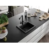 Granitinė virtuvinė plautuvė Mexen Milo su maišytuvu ir sifonu, Juodas granite+Juodas(B)