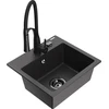 Granitinė virtuvinė plautuvė Mexen Milo su maišytuvu ir sifonu, Juodas granite+Juodas