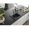 Granitinė virtuvinė plautuvė Mexen Milo su maišytuvu ir sifonu, Juodas granite+Juodas granite/Gold