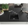 Granitinė virtuvinė plautuvė Mexen Milo su maišytuvu ir sifonu, Metallic juodas/sidabrinis+Juodas/Chrome