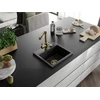 Granitinė virtuvinė plautuvė Mexen Milo su maišytuvu ir sifonu, Juodas granite+Gold