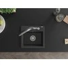 Granitinė virtuvinė plautuvė Mexen Milo su maišytuvu ir sifonu, Juodas granite+Juodas/Chrome
