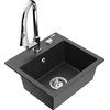 Granitinė virtuvinė plautuvė Mexen Milo su maišytuvu ir sifonu, Juodas granite+Chrome