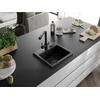 Granitinė virtuvinė plautuvė Mexen Milo su maišytuvu ir sifonu, Metallic juodas/sidabrinis+Juodas(B)