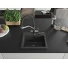 Granitinė virtuvinė plautuvė Mexen Milo su maišytuvu ir sifonu, Juodas granite+Juodas/Chrome
