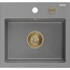 Granitinė virtuvinė plautuvė Mexen Milo su sifonu, Pilkas+Gold, 435 x 410 mm