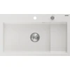Granitinė virtuvinė plautuvė Mexen Omar su sifonu, Baltas+Chrome, 800 x 480 mm