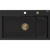Granitinė virtuvinė plautuvė Mexen Omar su sifonu, Juodas+Gold, 800 x 480 mm