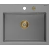 Granitinė virtuvinė plautuvė Mexen Oscar su sifonu, Pilkas+Gold, 580 x 490 mm