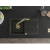 Granitinė virtuvinė plautuvė Mexen Pablo su maišytuvu ir sifonu, Metallic juodas/auksinis+Juodas/Gold