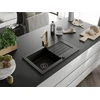 Granitinė virtuvinė plautuvė Mexen Pablo su maišytuvu ir sifonu, Metallic juodas/auksinis+Gold(B)
