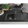 Granitinė virtuvinė plautuvė Mexen Pablo su maišytuvu ir sifonu, Juodas granite+Juodas granite/Gold