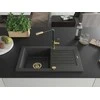 Granitinė virtuvinė plautuvė Mexen Pablo su maišytuvu ir sifonu, Juodas granite+Juodas/Gold