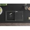 Granitinė virtuvinė plautuvė Mexen Pablo su maišytuvu ir sifonu, Juodas granite+Juodas/Chrome