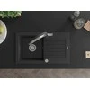 Granitinė virtuvinė plautuvė Mexen Pablo su maišytuvu ir sifonu, Metallic juodas/sidabrinis+Juodas/Chrome