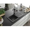 Granitinė virtuvinė plautuvė Mexen Pablo su sifonu, Juodas granite + Juodas, 752 x 436 mm