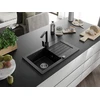 Granitinė virtuvinė plautuvė Mexen Pablo su maišytuvu ir sifonu, Metallic juodas/sidabrinis+Juodas