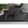 Granitinė virtuvinė plautuvė Mexen Pablo su maišytuvu ir sifonu, Juodas granite+Juodas