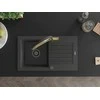 Granitinė virtuvinė plautuvė Mexen Pablo su maišytuvu ir sifonu, Juodas granite+Juodas/Gold