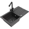 Granitinė virtuvinė plautuvė Mexen Pablo su maišytuvu ir sifonu, Juodas granite+Juodas(B)