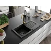 Granitinė virtuvinė plautuvė Mexen Pablo su maišytuvu ir sifonu, Metallic juodas/auksinis+Gold(B)