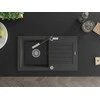 Granitinė virtuvinė plautuvė Mexen Pablo su maišytuvu ir sifonu, Juodas granite+Juodas/Chrome